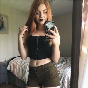 H&M Olive High-Waisted Shorts